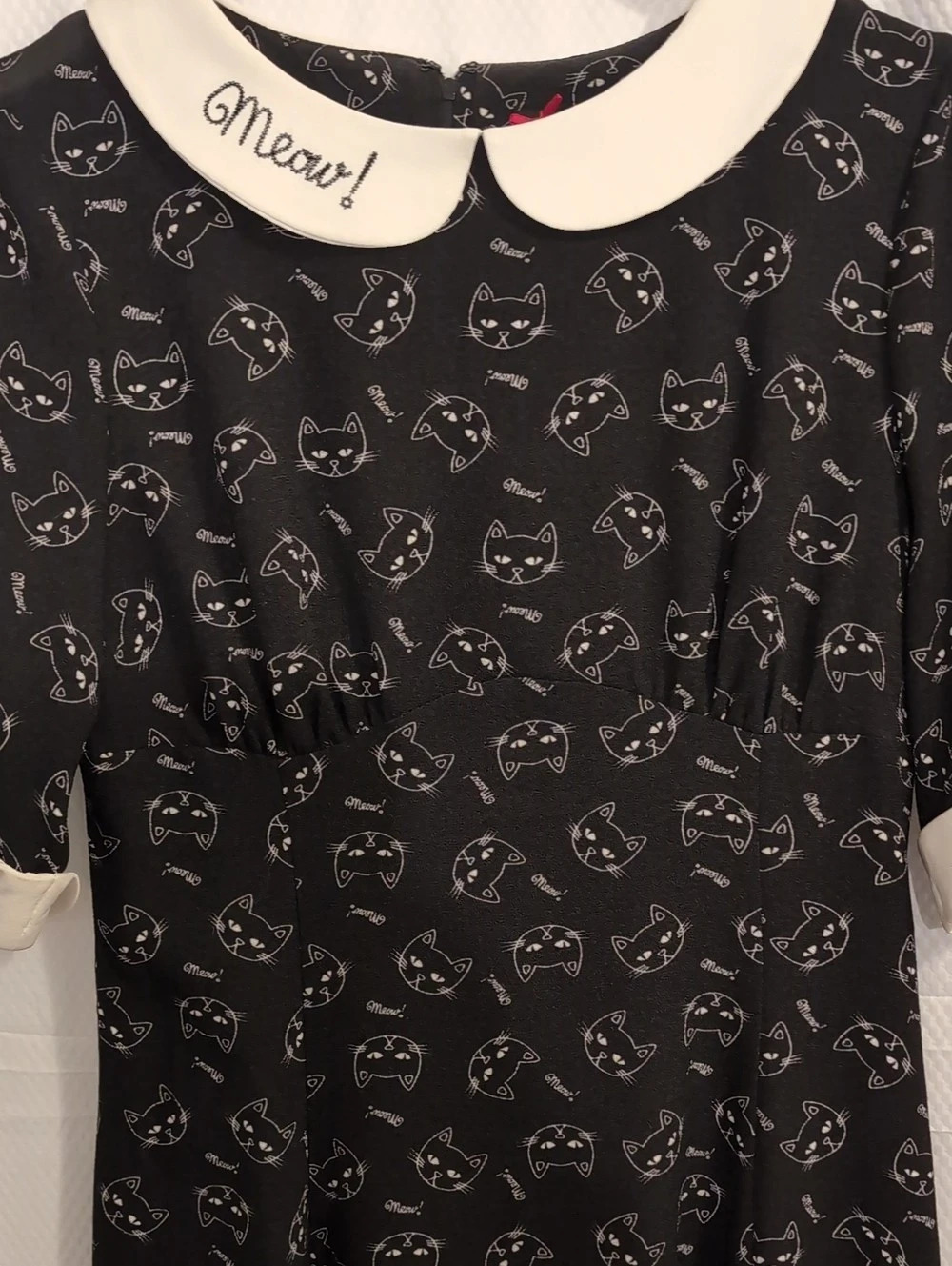 Hell Bunny Matou Meow Kitty Dress Cat Print Mini Dress. Large Or Size 12